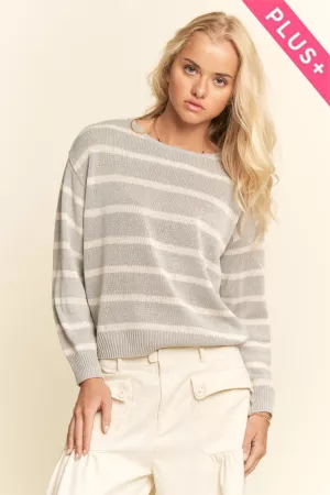 wholesale clothing plus striped crew neck knit sweater davi & dani