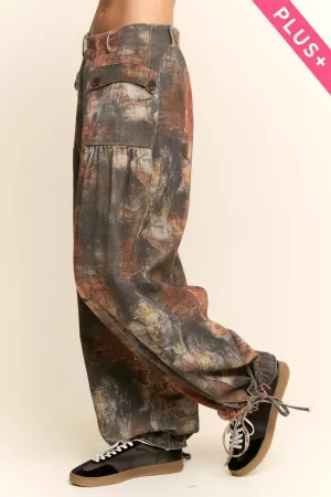 wholesale clothing plus tie-dyed printed denim mid-high waist pants davi & dani