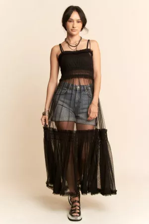 wholesale clothing short sleeves lace with sheer maxi dress davi & dani