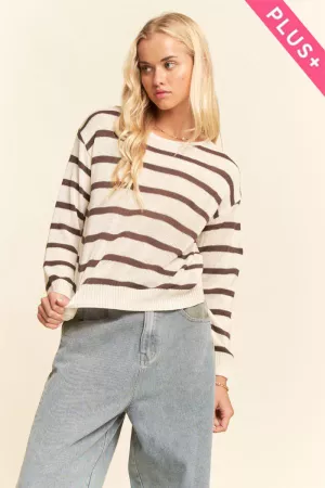 wholesale clothing plus striped crew neck knit sweater davi & dani