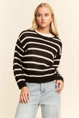wholesale clothing striped crew neck knit sweater davi & dani
