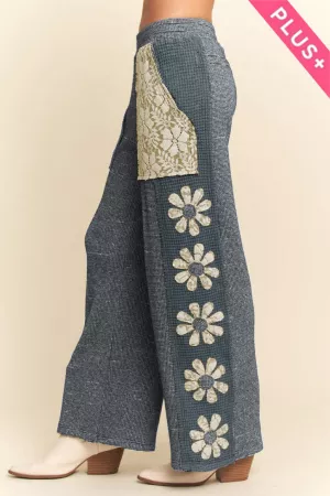 wholesale clothing plus soft heavy matched flower patch sweatpants davi & dani