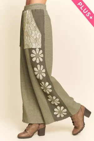 wholesale clothing plus soft heavy matched flower patch sweatpants davi & dani