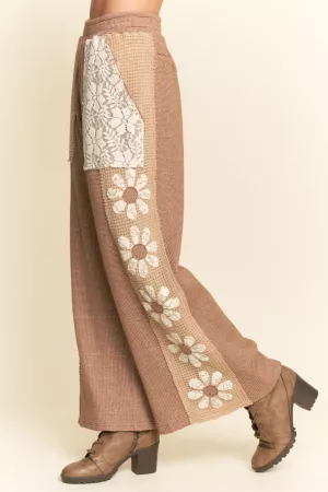 wholesale clothing soft heavy mix matched flower patch sweatpants davi & dani