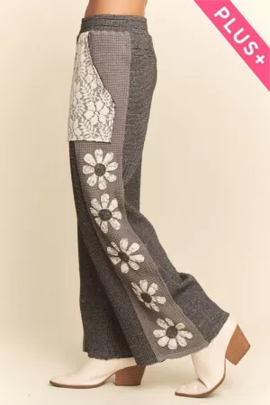 wholesale clothing plus soft heavy matched flower patch sweatpants davi & dani