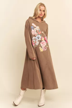 wholesale clothing mineralfloral butterfly printed hoodie midi dress davi & dani