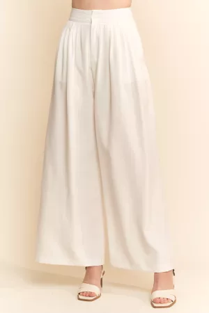 wholesale clothing solid back pocket shirring detail wide leg pants davi & dani