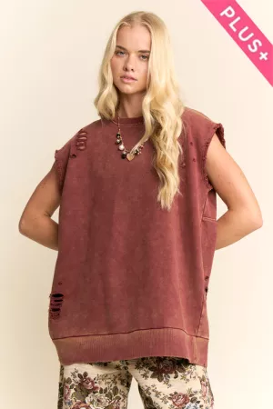 wholesale clothing plus sleeveless oversized sweatshirt top davi & dani