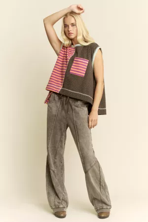 wholesale clothing striped colorblock sleeveless vest top davi & dani