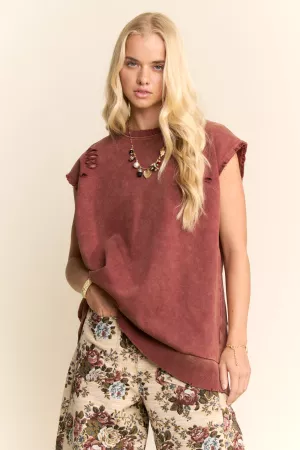 wholesale clothing sleeveless oversized sweatshirt top rugged edge davi & dani