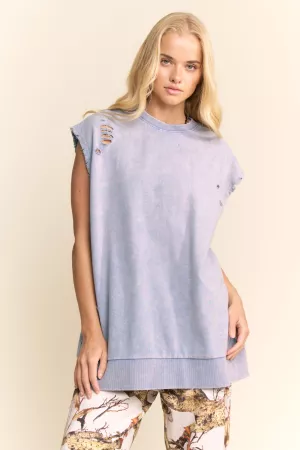 wholesale clothing sleeveless oversized sweatshirt top rugged edge davi & dani