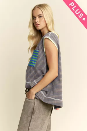 wholesale clothing plus striped colorblock sleeveless vest top davi & dani