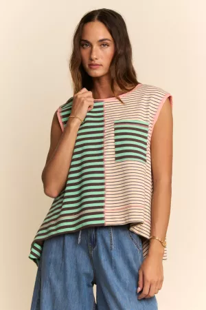 wholesale clothing striped colorblock sleeveless vest top davi & dani