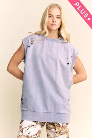 wholesale clothing plus sleeveless oversized sweatshirt top davi & dani