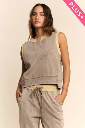 wholesale clothing plus sleeveless crewneck lounge top davi & dani