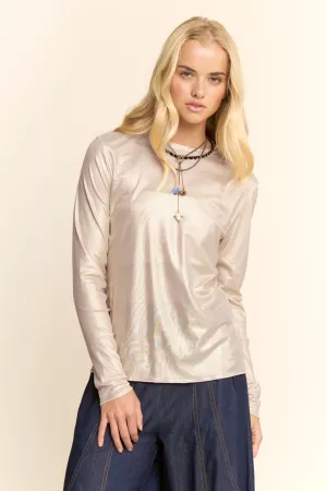wholesale clothing metallic mesh long sleeve tops davi & dani