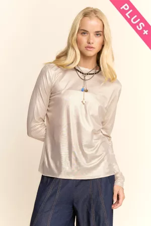 wholesale clothing plus metallic mesh long sleeve tops davi & dani