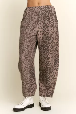 wholesale clothing leopard elastic waist barrel pants davi & dani