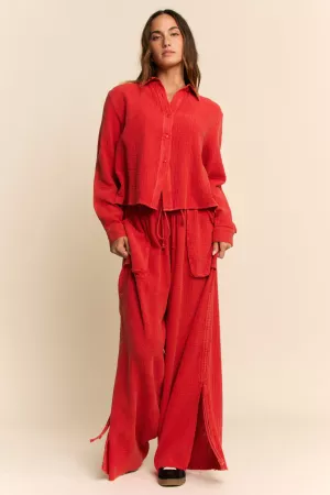 wholesale clothing garment crop shirt top leg pants set davi & dani