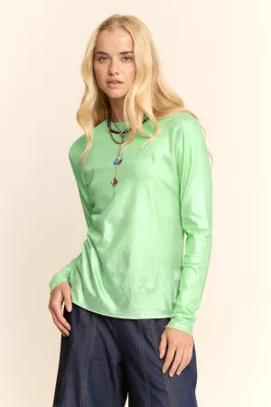 wholesale clothing metallic mesh long sleeve tops davi & dani