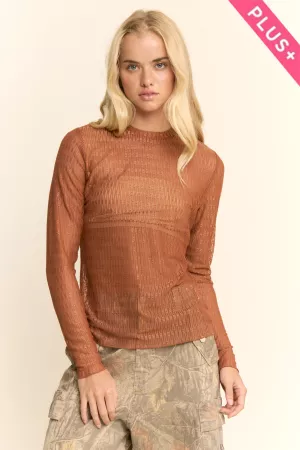 wholesale clothing plus metallic mesh long sleeve tops davi & dani