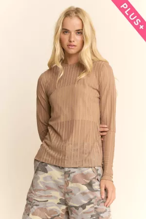 wholesale clothing plus metallic mesh long sleeve tops davi & dani