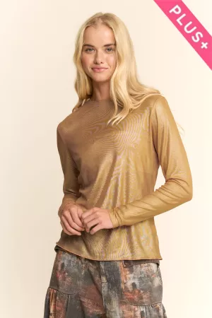 wholesale clothing plus metallic mesh long sleeve tops davi & dani