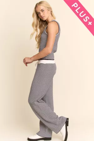wholesale clothing plus striped knit lounge set davi & dani