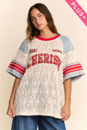 wholesale clothing plus baseball contrast cherish chenille lettering davi & dani