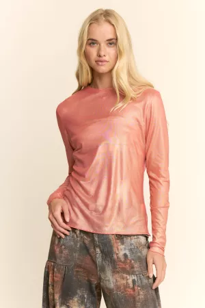 wholesale clothing metallic mesh long sleeve tops davi & dani