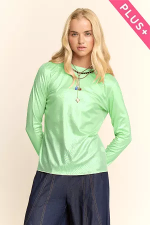 wholesale clothing plus metallic mesh long sleeve tops davi & dani