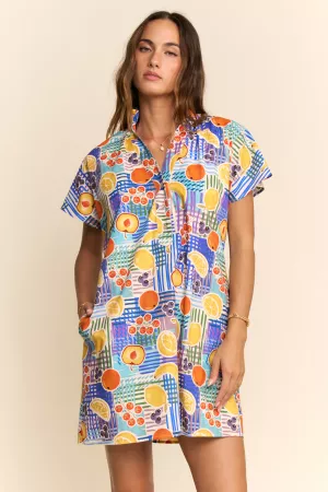 wholesale clothing fruit print button front shirt dress davi & dani