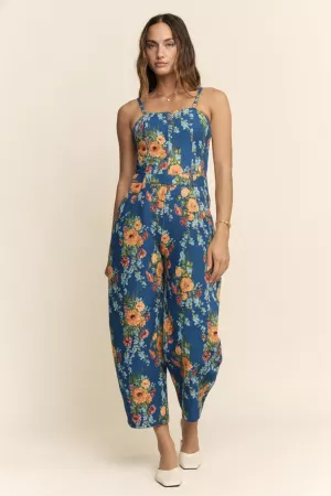 wholesale clothing floral jumpsuit spaghetti straps square neckline davi & dani