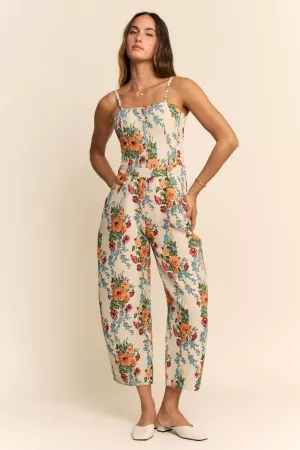 wholesale clothing floral jumpsuit spaghetti straps square neckline davi & dani