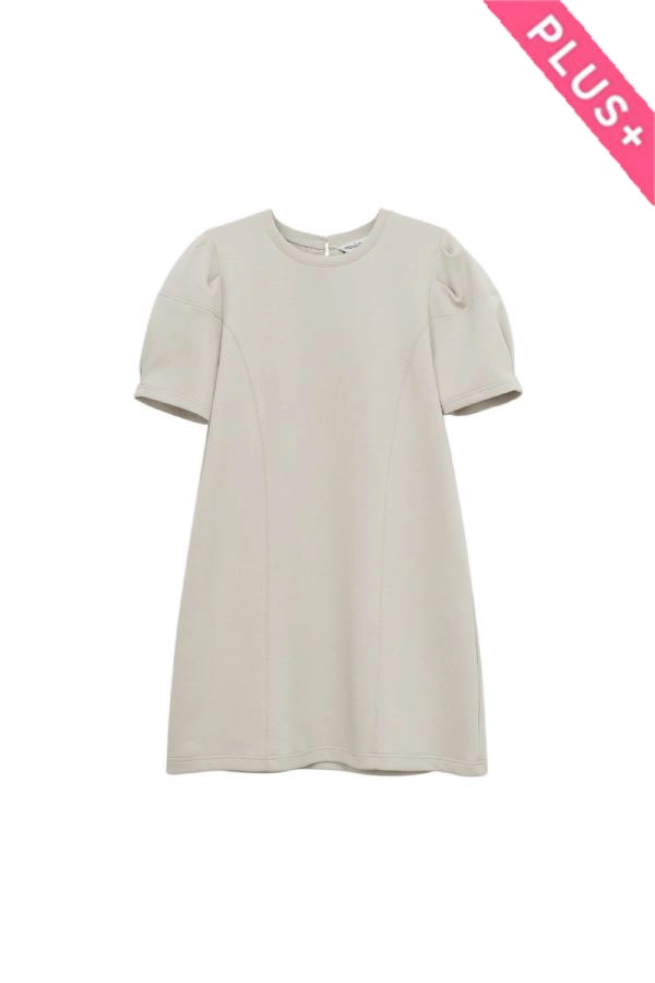 wholesale clothing plus short sleeve puff shoulder top davi & dani