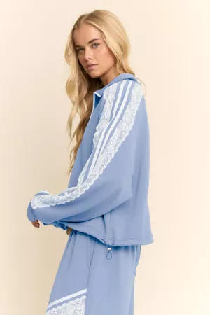 wholesale clothing lace and tape detail zipper front jacket davi & dani