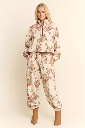 wholesale clothing flower bouquet sport top elastic waist pants set davi & dani