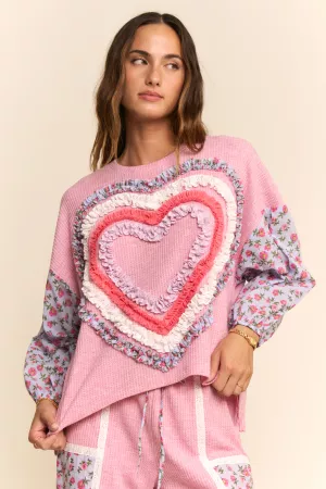 wholesale clothing ruffle layered heart patch work top davi & dani