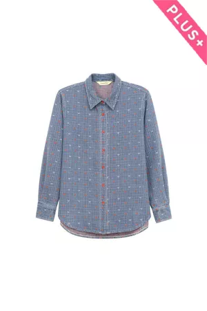 wholesale clothing plus embroidered check button-down shirt davi & dani