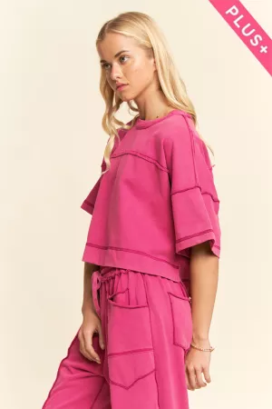 wholesale clothing plus mineral washed top elasic barrel pants set davi & dani