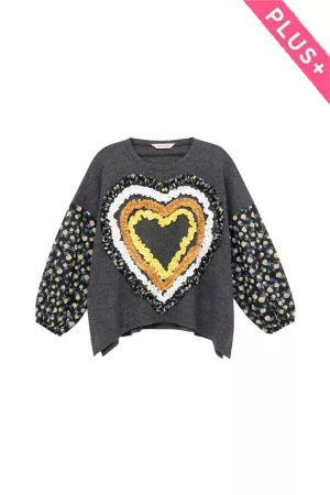 wholesale clothing plus ruffle layered heart patch work top davi & dani