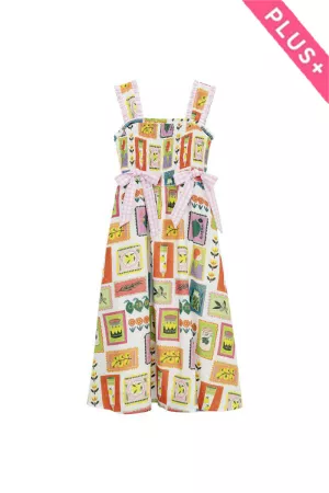 wholesale clothing plus fruits printed smocking bodice midi dress davi & dani