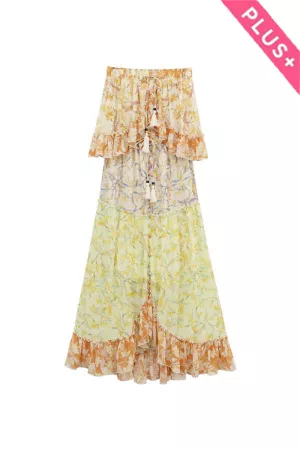 wholesale clothing plus mix match print blocked tube maxi dress davi & dani