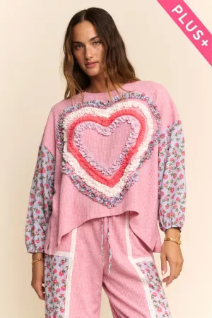 wholesale clothing plus ruffle layered heart patch work top davi & dani