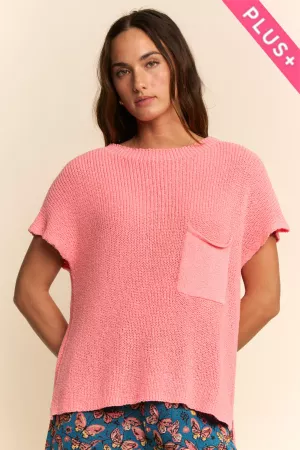 wholesale clothing plus solid vest mock neck short sleeve knit top davi & dani