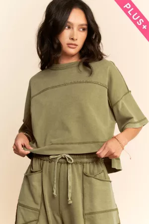 wholesale clothing plus mineral washed top elasic barrel pants set davi & dani