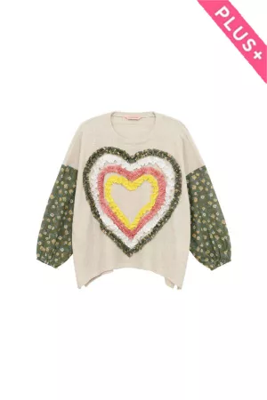 wholesale clothing plus ruffle layered heart patch work top davi & dani