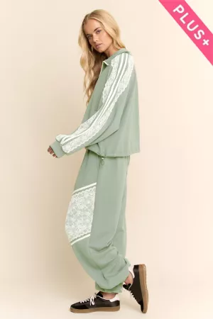 wholesale clothing plus lace and tape detail zipper front jacket davi & dani