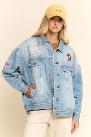wholesale clothing embroidered western denim trucker jacket davi & dani