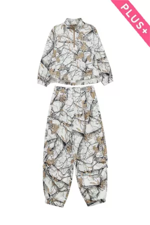 wholesale clothing plus camo track set zip-up camouflage active set davi & dani